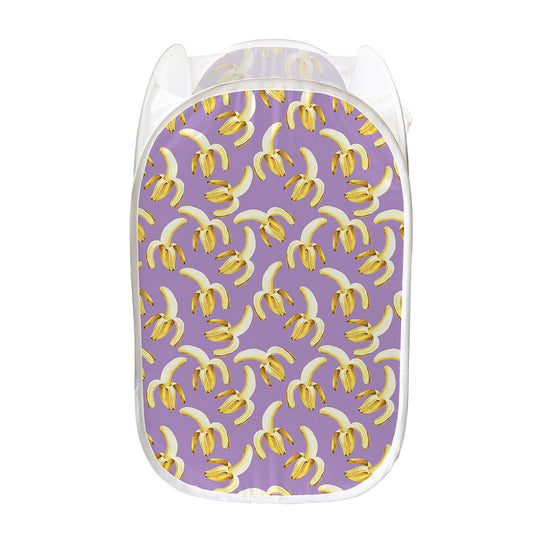Watercolor Banana Pattern Print Mesh Laundry Hamper