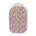 Watercolor Banana Pattern Print Mesh Laundry Hamper