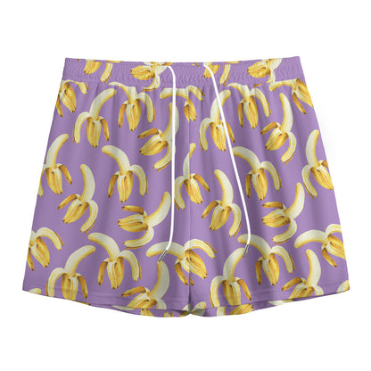 Watercolor Banana Pattern Print Mesh Shorts