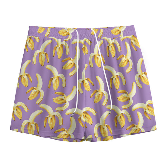Watercolor Banana Pattern Print Mesh Shorts