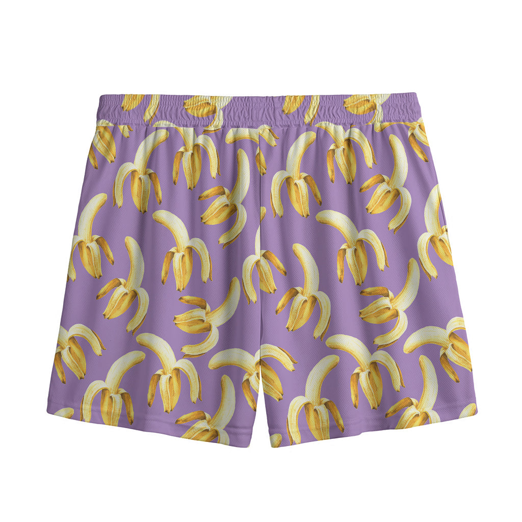 Watercolor Banana Pattern Print Mesh Shorts