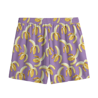Watercolor Banana Pattern Print Mesh Shorts