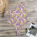 Watercolor Banana Pattern Print One Shoulder Bodysuit
