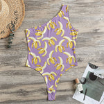 Watercolor Banana Pattern Print One Shoulder Bodysuit