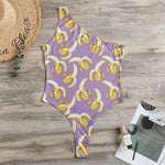 Watercolor Banana Pattern Print One Shoulder Bodysuit