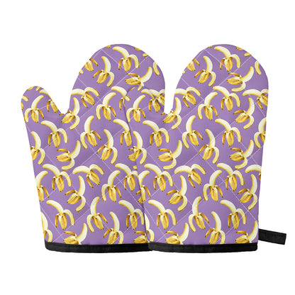 Watercolor Banana Pattern Print Oven Mitts