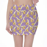 Watercolor Banana Pattern Print Pencil Mini Skirt