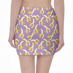 Watercolor Banana Pattern Print Pencil Mini Skirt