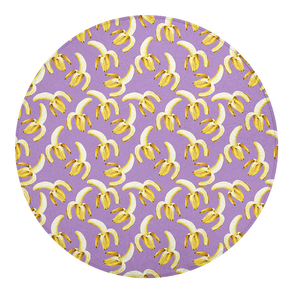Watercolor Banana Pattern Print Round Blanket