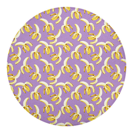 Watercolor Banana Pattern Print Round Blanket