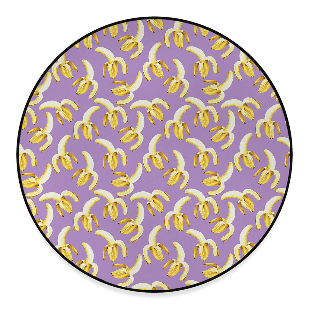 Watercolor Banana Pattern Print Round Floor Mat