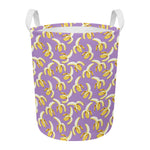Watercolor Banana Pattern Print Round Laundry Basket