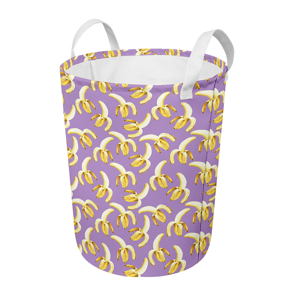 Watercolor Banana Pattern Print Round Laundry Basket