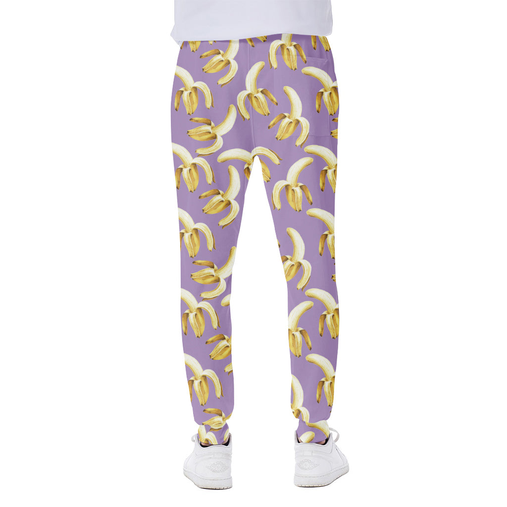 Watercolor Banana Pattern Print Scuba Joggers