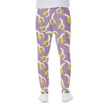 Watercolor Banana Pattern Print Scuba Joggers