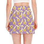 Watercolor Banana Pattern Print Side Slit Mini Skirt