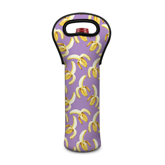 Watercolor Banana Pattern Print Single Neoprene Wine Tote