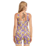 Watercolor Banana Pattern Print Sleeveless One Piece Swimsuit