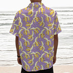 Watercolor Banana Pattern Print Textured Short Sleeve Shirt