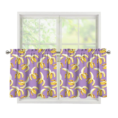 Watercolor Banana Pattern Print Tier Curtains