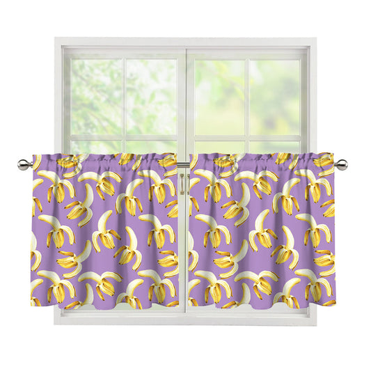 Watercolor Banana Pattern Print Tier Curtains