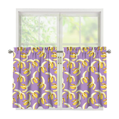 Watercolor Banana Pattern Print Tier Curtains