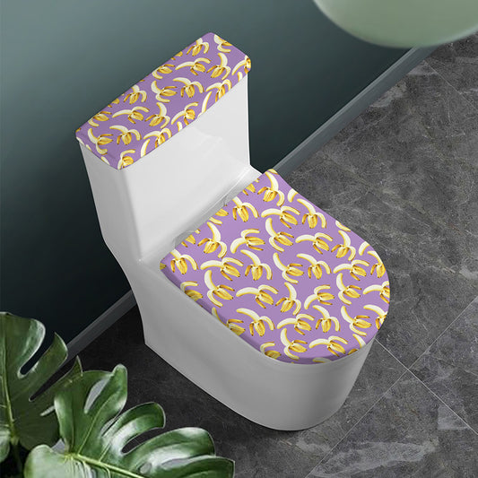 Watercolor Banana Pattern Print Toilet Lid And Tank Cover Set