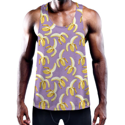 Watercolor Banana Pattern Print Training Tank Top