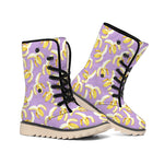 Watercolor Banana Pattern Print Winter Boots