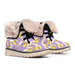 Watercolor Banana Pattern Print Winter Boots