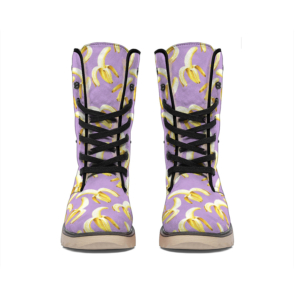 Watercolor Banana Pattern Print Winter Boots