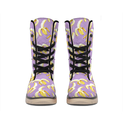 Watercolor Banana Pattern Print Winter Boots
