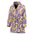 Watercolor Banana Pattern Print Women's Bathrobe
