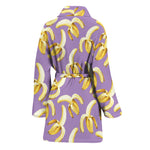 Watercolor Banana Pattern Print Women's Bathrobe