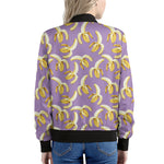 Watercolor Banana Pattern Print Women's Bomber Jacket