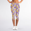 Watercolor Banana Pattern Print Women's Capri Leggings
