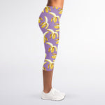 Watercolor Banana Pattern Print Women's Capri Leggings