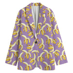 Watercolor Banana Pattern Print Women's Cotton Blazer