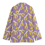Watercolor Banana Pattern Print Women's Cotton Blazer