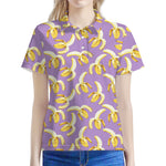 Watercolor Banana Pattern Print Women's Polo Shirt
