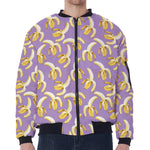 Watercolor Banana Pattern Print Zip Sleeve Bomber Jacket