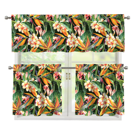 Watercolor Bird Of Paradise Print 3 Piece Kitchen Curtains