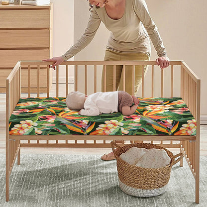 Watercolor Bird Of Paradise Print Baby Crib Sheet