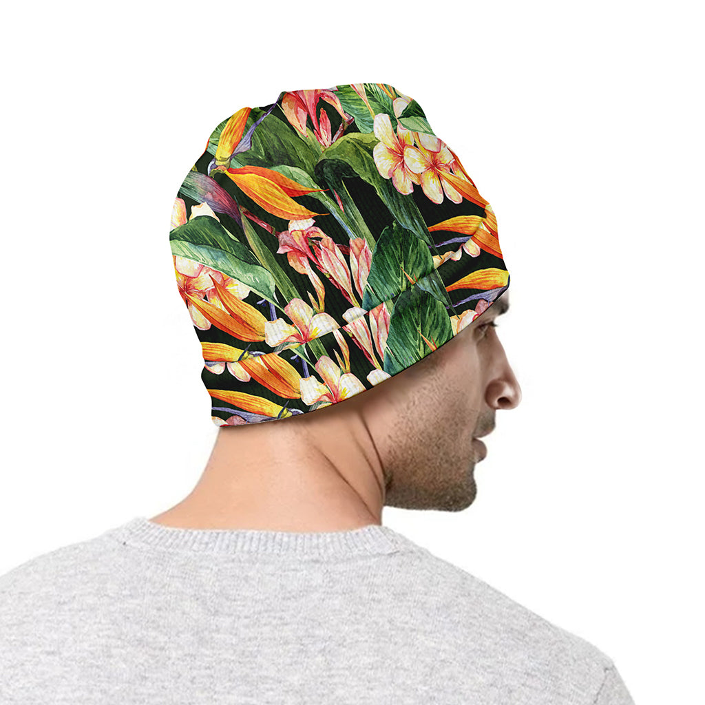 Watercolor Bird Of Paradise Print Beanie