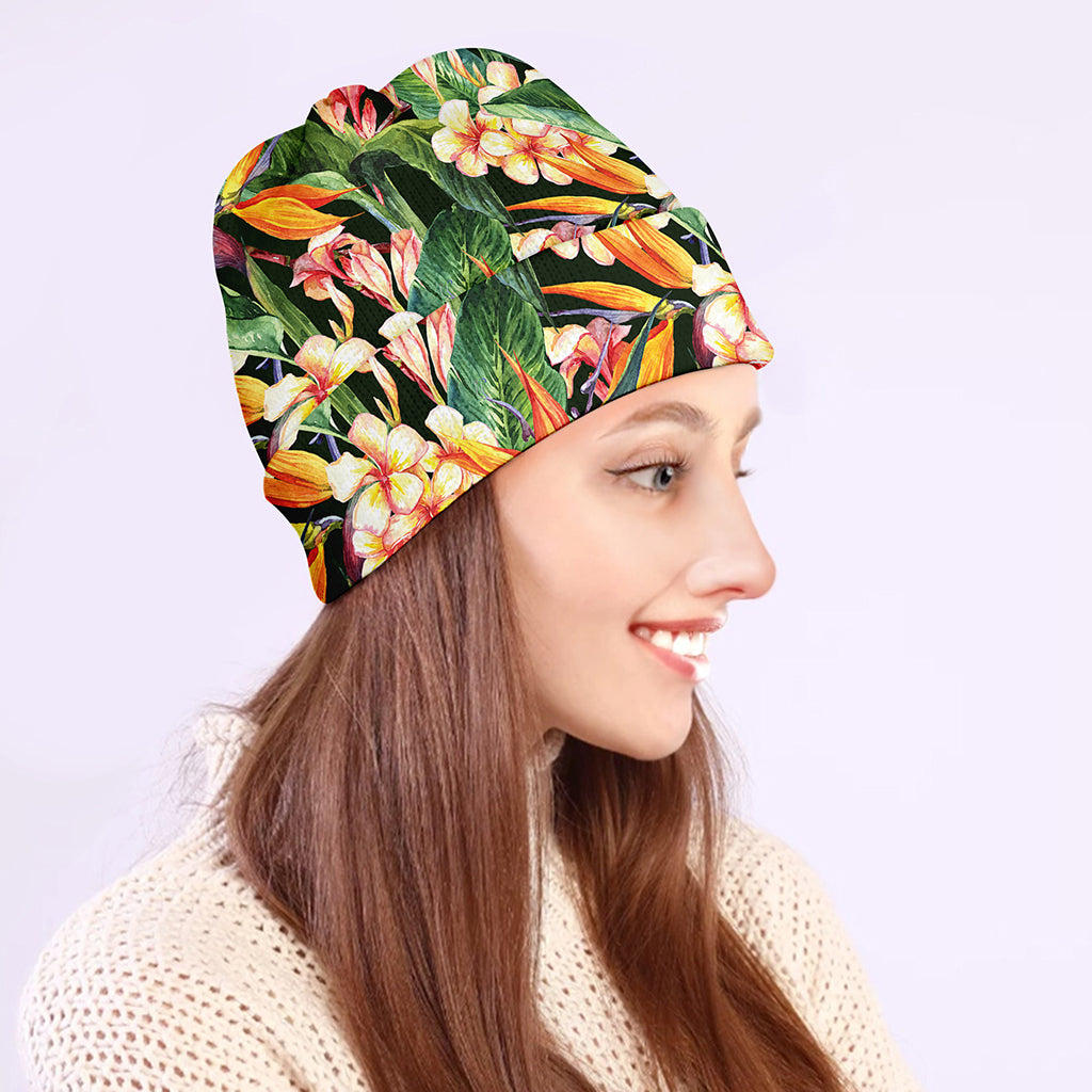 Watercolor Bird Of Paradise Print Beanie
