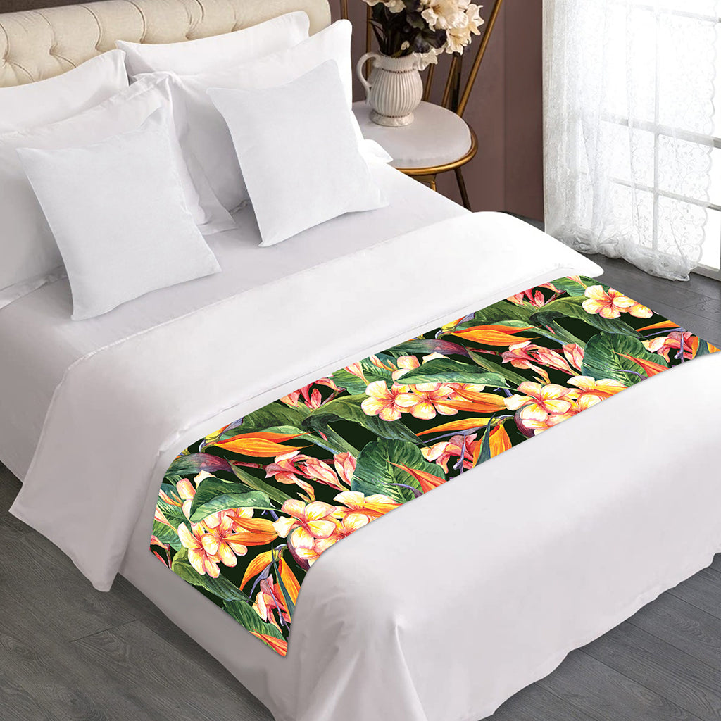 Watercolor Bird Of Paradise Print Bed Runner