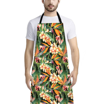 Watercolor Bird Of Paradise Print Bib Apron With Pocket