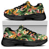 Watercolor Bird Of Paradise Print Black Chunky Shoes