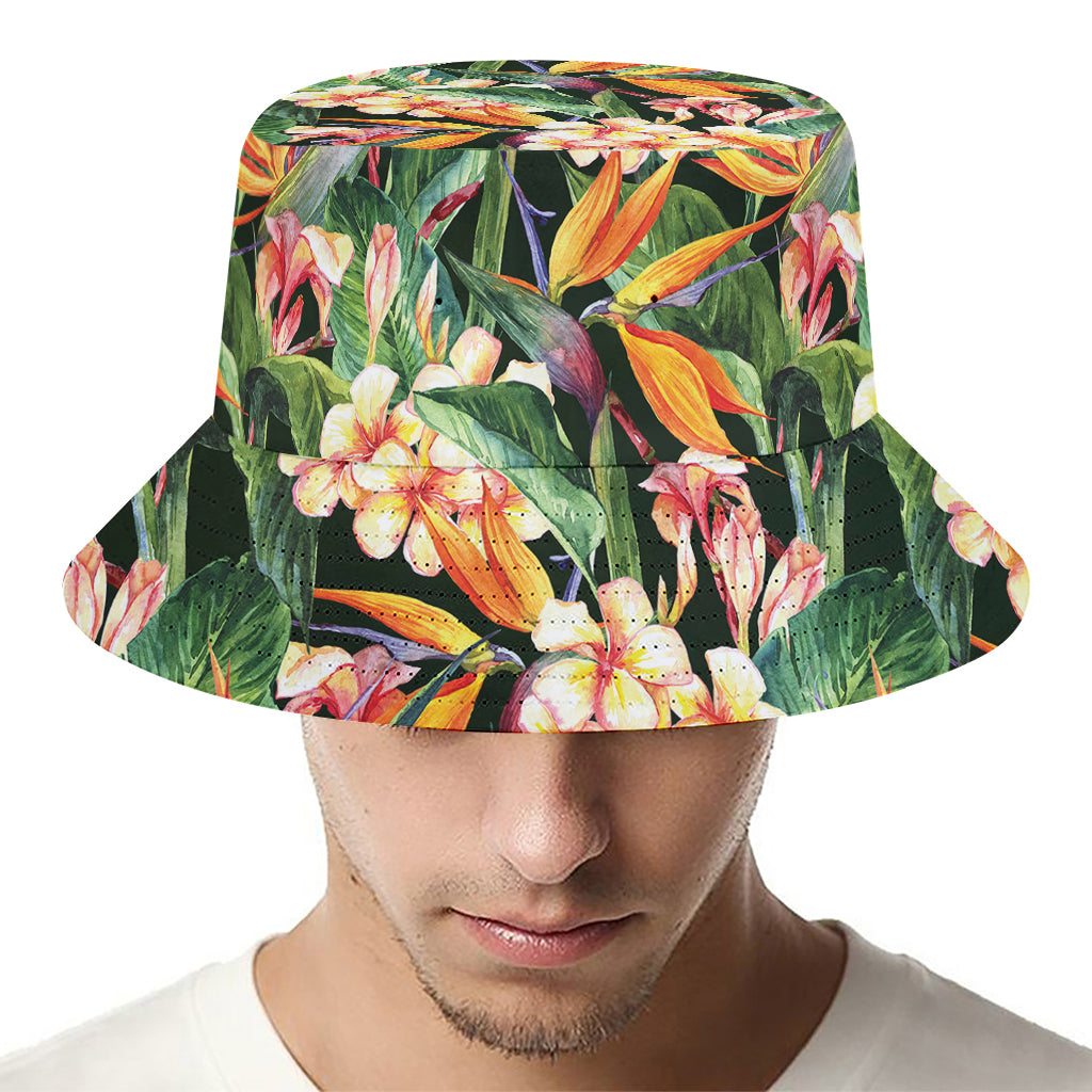 Watercolor Bird Of Paradise Print Bucket Hat