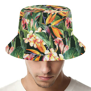 Watercolor Bird Of Paradise Print Bucket Hat